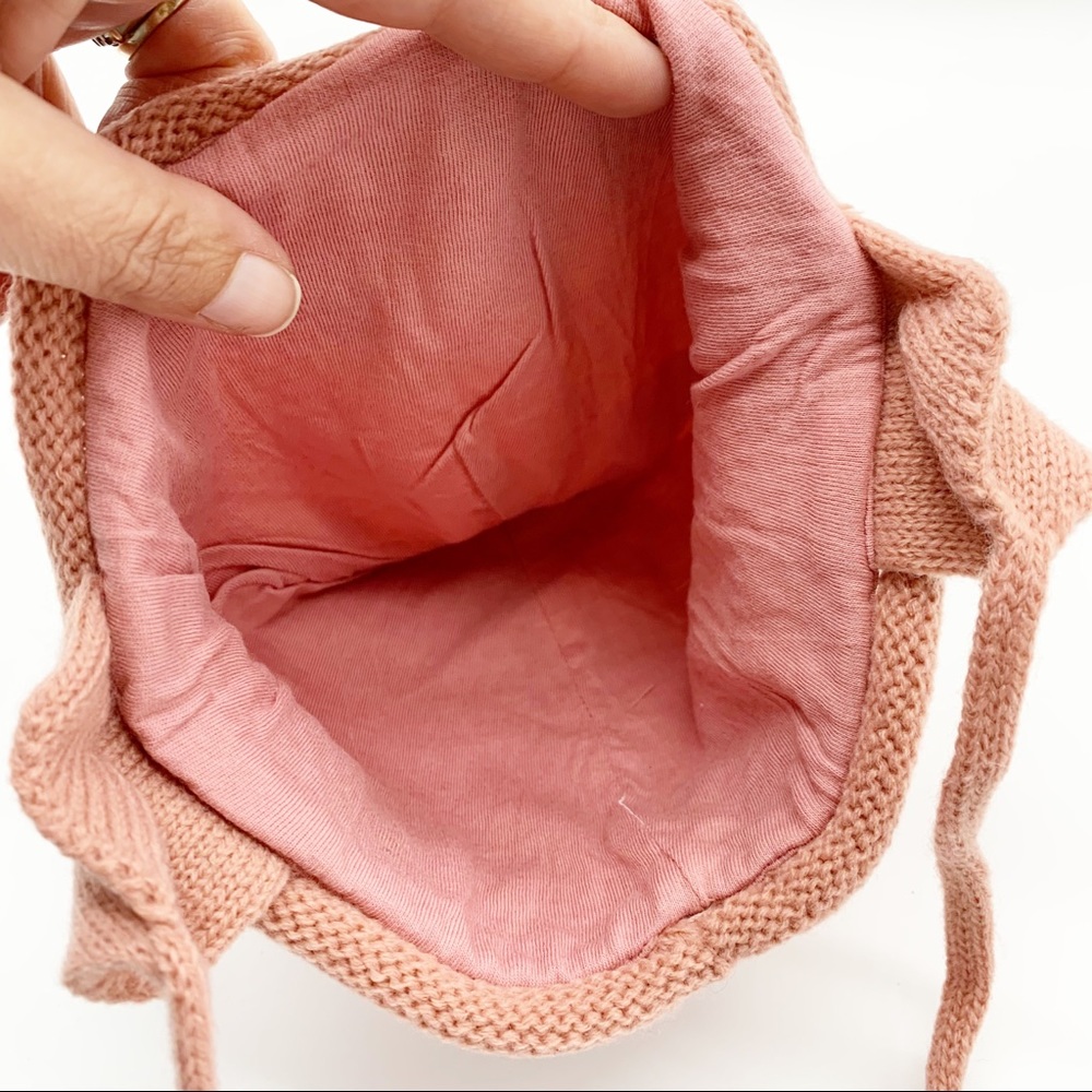 Majestic Filatures Deluxe Knit Lined Pom Pom Trapper Beanie Hat in Blush Pink - Picture 5 of 5
